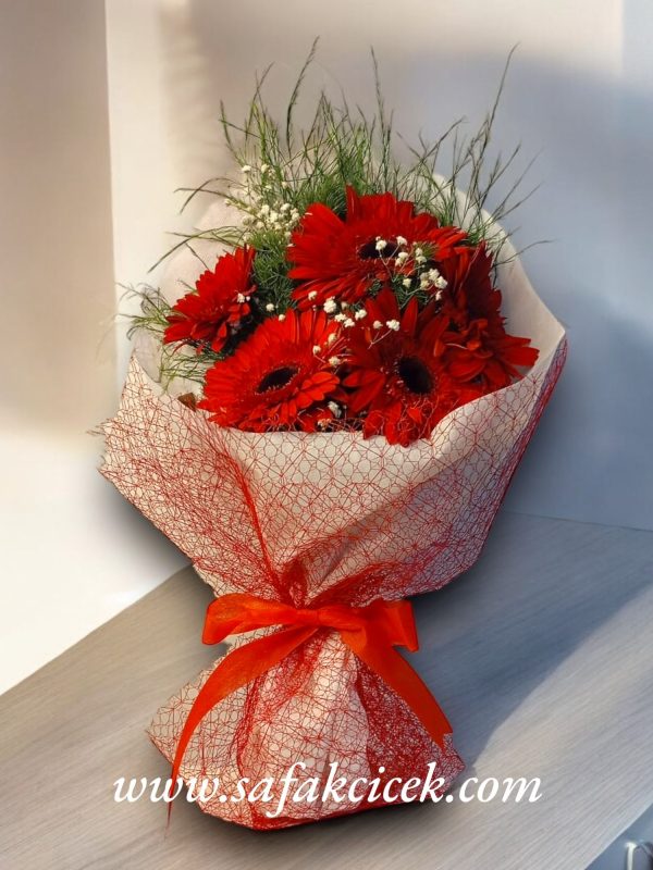 kırmızı gerbera buketi