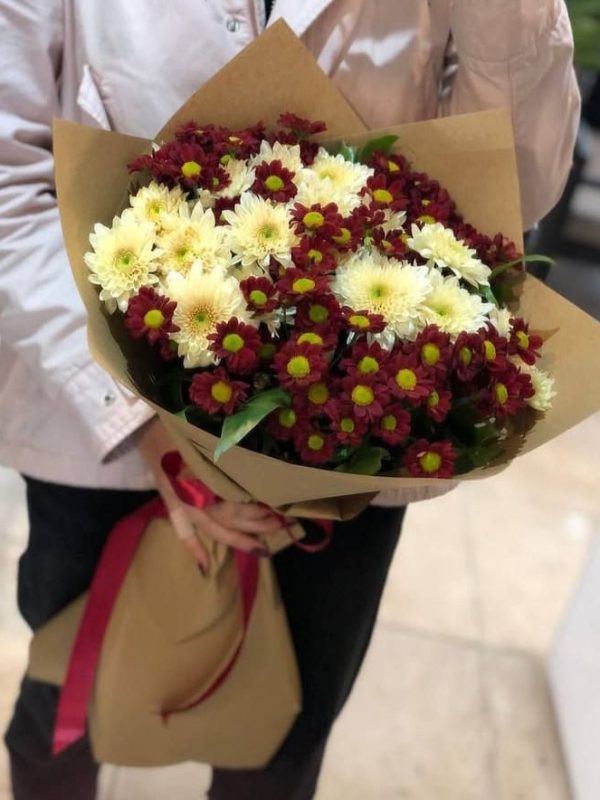 balerine cery ve beyaz krizantem